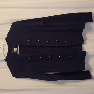 Venus Navy Blue Tab Button Cardigan